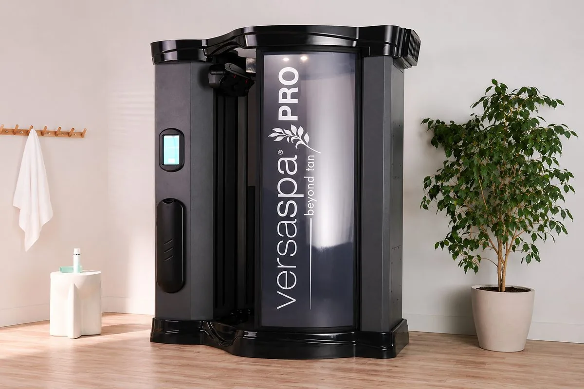 Versa Spa Pro sunless spray tanning booth at 33 Tanning Spa